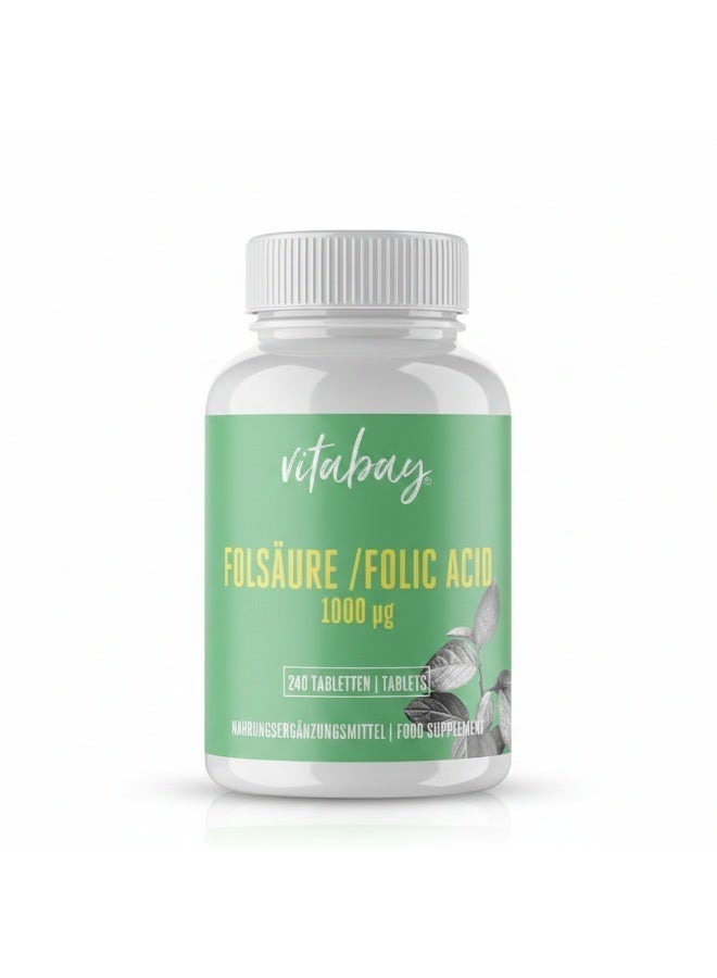 Vitabay Folic Acid - 1000 mcg - 240 vegan tablets - Image 1